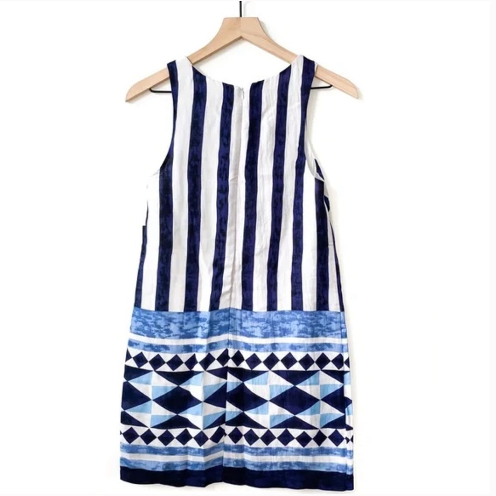 Lulu’s | Multitask-Queen Ivory and Blue Print Shift Dress - Picture 7 of 8